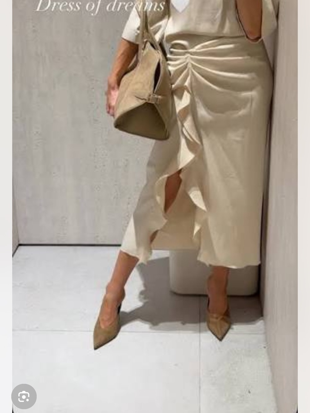 Zara Cream Ruffle-Front Midi Dress - Picture 10 of 11